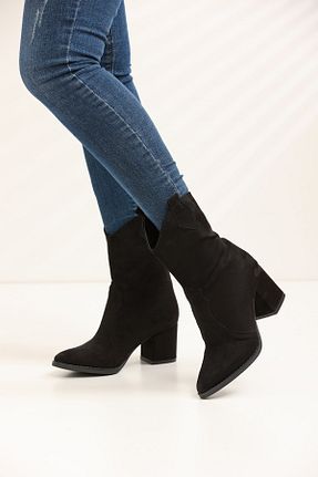 بوت / نیم بوت مشکی زنانه چرم مصنوعی eformoda by emre yılmaz - کد 377032900