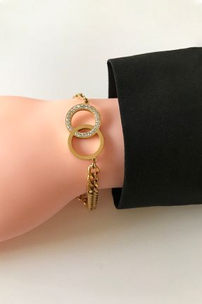 دستبند استیل (فولاد) طلائی زنانه استیل ضد زنگ SilverStone - کد 377140165