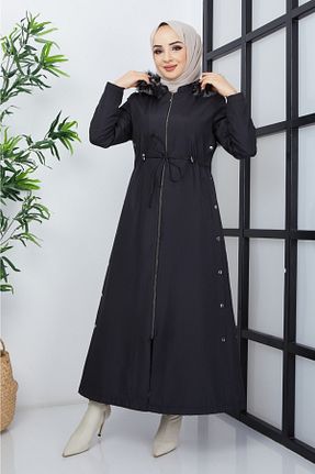 مانتو بلند مشکی زنانه پنبه ای KMKkombin - کد 377066862
