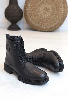 بوت / نیم بوت مشکی مردانه چرم خالص Konfores - کد 375724151