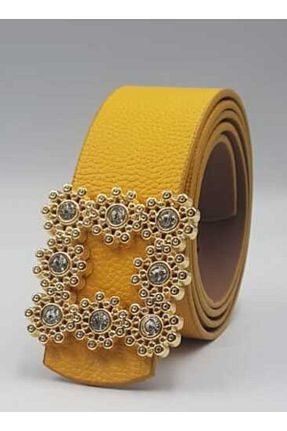 کمربند زرد زنانه چرم مصنوعی kemercimFashion - کد 375917300