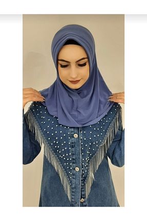 شال سرمه ای زنانه پنبه ای Ayselcehobi - کد 376203036