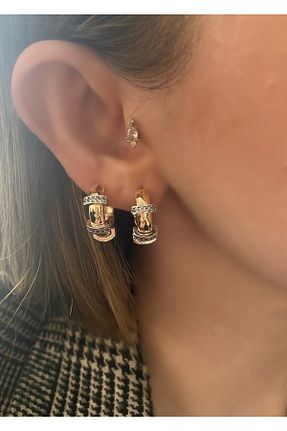 گوشواره جواهر طلائی زیرکن Pinery Jewels - کد 376295504