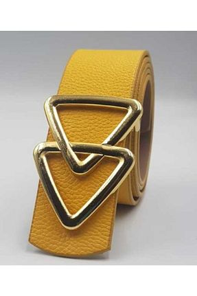 کمربند زرد زنانه چرم مصنوعی kemercimFashion - کد 376418314