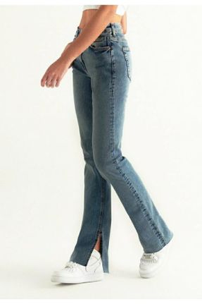 شلوار جین آبی زنانه پاچه گشاد فاق بلند بلند کد 376326072