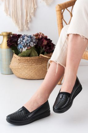 کفش لوفر مشکی زنانه چرم مصنوعی پاشنه کوتاه ( 4 - 1 cm ) کد 376962116