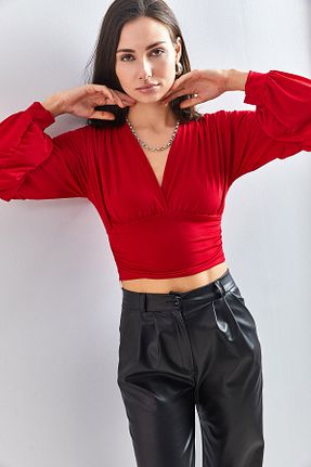 بلوز قرمز زنانه ساده Bianco Lucci - کد 377124473