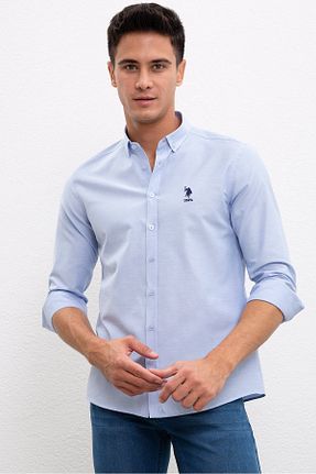 پیراهن آبی مردانه یقه پیراهنی U.S. Polo Assn. - کد 378065579