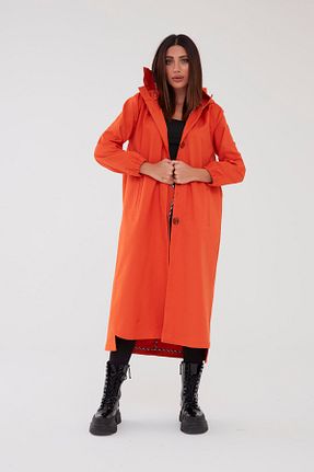 ترنچکت نارنجی زنانه مخلوط پلی استر SahraAfra - کد 378324072