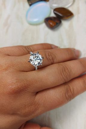 انگشتر برلیان سفید 14 عیار Crystal Diamond Zirconia - کد 377750359