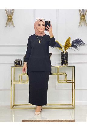 ست بالاتنه و پائین تنه حجاب مشکی زنانه رگولار MODAMÜNASİP - کد 377525561