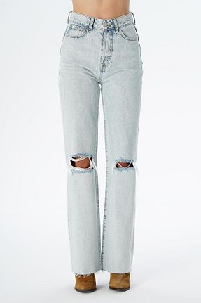 شلوار جین سرمه ای زنانه پاچه پهن CROSS JEANS - کد 377348067