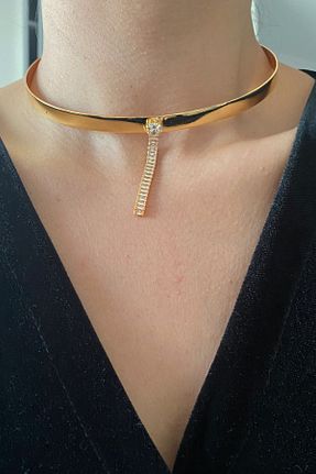 گردنبند جواهر طلائی زنانه زیرکن Liveyn Design - کد 377446072