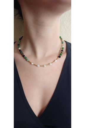 گردنبند جواهر سبز زنانه سنگی کد 377536739