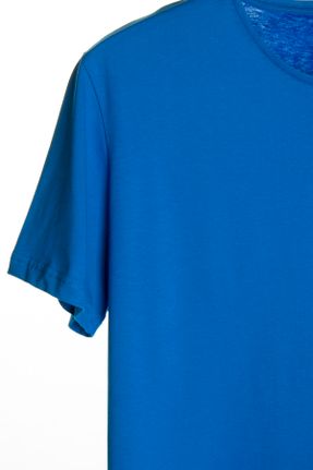 تی شرت آبی مردانه پنبه (نخی) اورسایز یقه گرد تکی کد 378066817