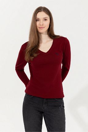 پلیور زرشکی زنانه ساده U.S. Polo Assn. - کد 378064788