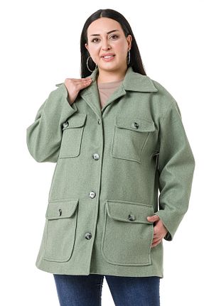 پالتو پشمی سایز بزرگ سبز زنانه سایز بزرگ DISENTIS MODEST - کد 378846959