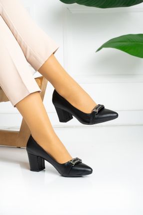 کفش پاشنه بلند کلاسیک مشکی زنانه نوبوک پاشنه متوسط ( 5 - 9 cm ) پاشنه ضخیم کد 237467697