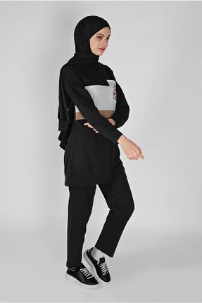 ست گرمکن حجاب مشکی زنانه رگولار TRENDTESETTÜR - کد 98996392