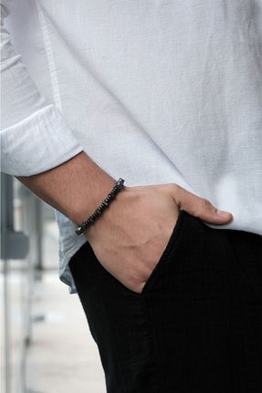 دستبند جواهر مردانه سنگ طبیعی menbox style - کد 101143974