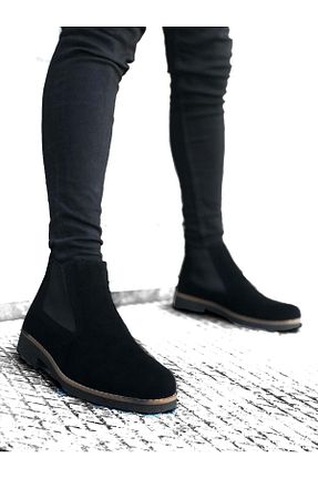 بوت / نیم بوت مشکی مردانه چرم مصنوعی YGTSHOES - کد 378770849