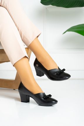 کفش پاشنه بلند کلاسیک مشکی زنانه نوبوک پاشنه کوتاه ( 4 - 1 cm ) پاشنه ضخیم کد 69570474