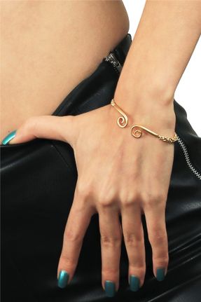 دستبند جواهر طلائی زنانه فلزی کد 379236631