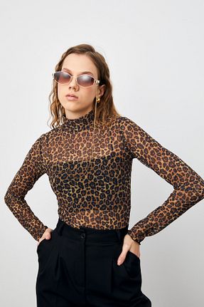 بادی قهوه ای زنانه یقه نیم ماهیگیر modavingo - کد 379687565