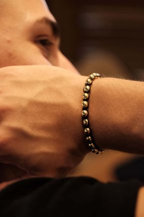 دستبند جواهر طلائی مردانه کد 94131148