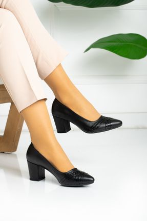 کفش پاشنه بلند کلاسیک مشکی زنانه چرم مصنوعی پاشنه متوسط ( 5 - 9 cm ) پاشنه ضخیم کد 240767498