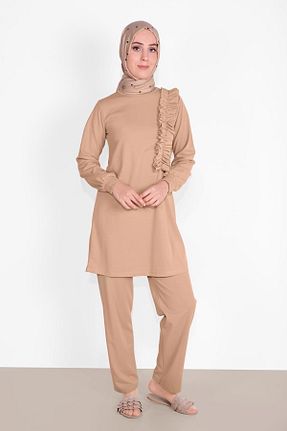 ست بالاتنه و پائین تنه حجاب بژ زنانه رگولار TRENDTESETTÜR - کد 143162718