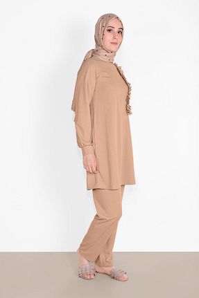 ست بالاتنه و پائین تنه حجاب بژ زنانه رگولار TRENDTESETTÜR - کد 143162718