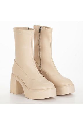 بوت / نیم بوت بژ زنانه چرم مصنوعی Bektay Shoes - کد 379614835