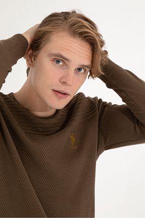 پلیور خاکی مردانه ساده U.S. Polo Assn. - کد 344880349