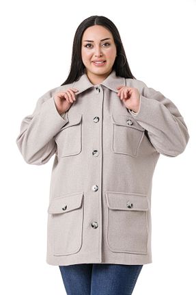 پالتو پشمی سایز بزرگ طوسی زنانه سایز بزرگ DISENTIS MODEST - کد 378851673
