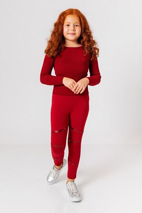 ساق شلواری زرشکی بچه گانه بافتنی incity - کد 379224045