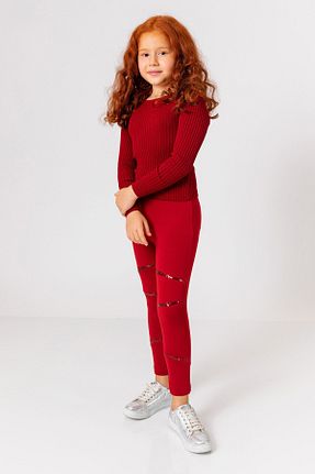 ساق شلواری زرشکی بچه گانه بافتنی incity - کد 379224045