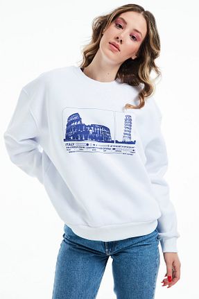 سوئیشرت سفید زنانه چاپی Eazy Co - کد 369296802