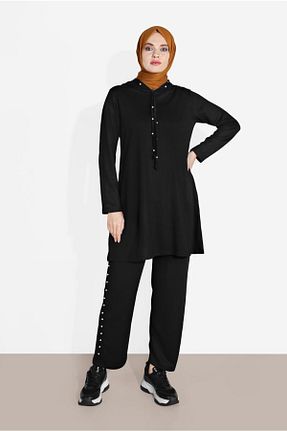 ست بالاتنه و پائین تنه حجاب مشکی زنانه رگولار TRENDTESETTÜR - کد 86192449