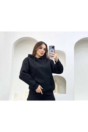 سوئیشرت مشکی زنانه ساده FATELLA - کد 380717632
