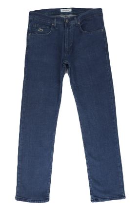شلوار جین آبی مردانه پاچه لوله ای فاق بلند ساده بلند کد 380208070