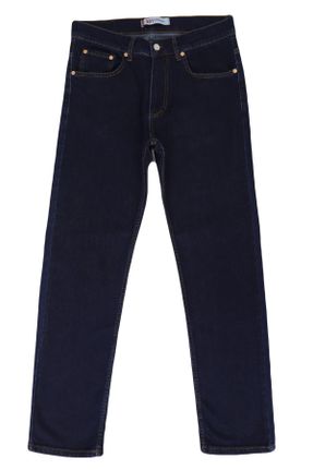 شلوار جین سرمه ای مردانه پاچه لوله ای فاق بلند ساده جوان بلند کد 380218517