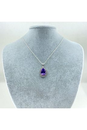گردنبند نقره رنگی زنانه 925 عیار Saff Doğal Taş - کد 381040384