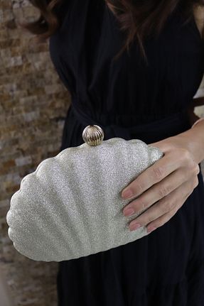 کیف مجلسی طلائی زنانه چرم مصنوعی weem bag - کد 43382554