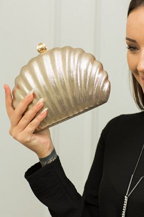 کیف مجلسی طلائی زنانه چرم مصنوعی weem bag - کد 43386621