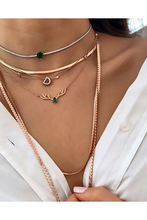 گردنبند نقره سبز زنانه 925 عیار Bysevisilver - کد 78771593