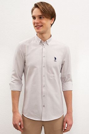 پیراهن طوسی مردانه اسلیم فیت U.S. Polo Assn. - کد 37723242