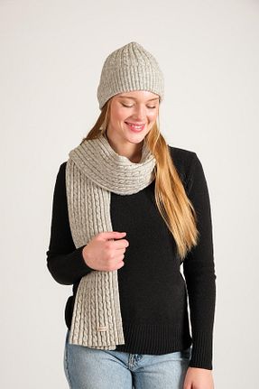 ست شال گردن و کلاه پشمی طوسی زنانه اکریلیک CHUBA - کد 369341697