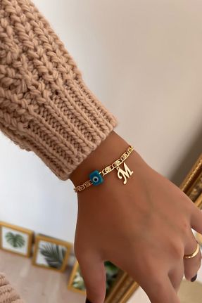دستبند جواهر طلائی زنانه منجق Trendy Butik - کد 380750102