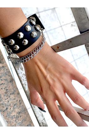 دستبند جواهر مشکی زنانه چرم oldskoolbutik - کد 381825222